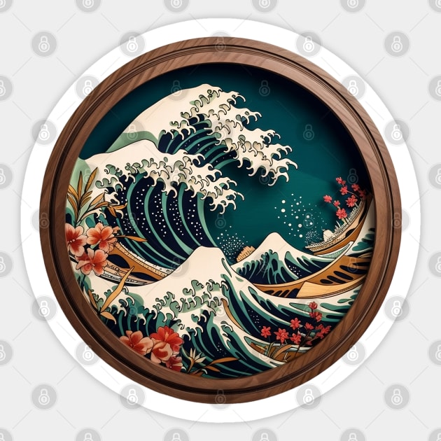 “Nami” - Japanese Framed Wave Sticker by Young Inexperienced 